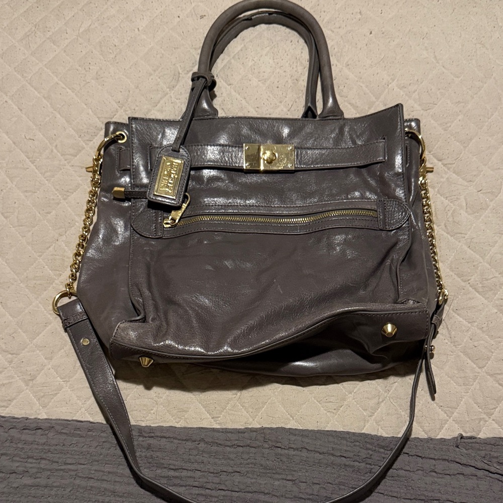 Badgley Mischka Dark Brown Satchel with Gold Accents